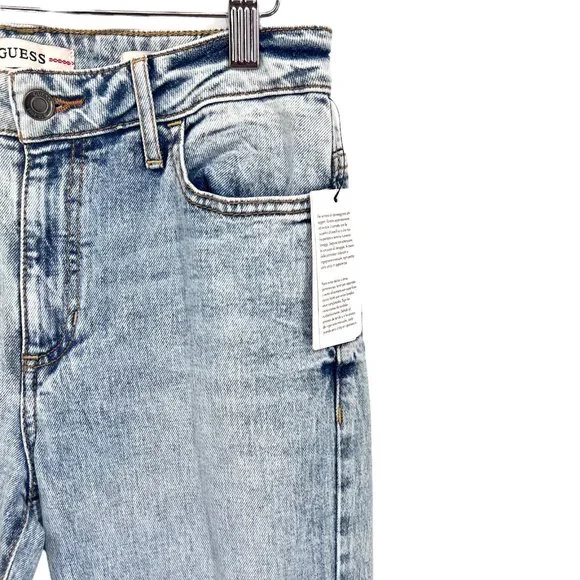 Guess 1981 Slim Straight Leg Jeans Women's 27 Acid Wash Light High Rise Mom NWT - Picture 5 of 8